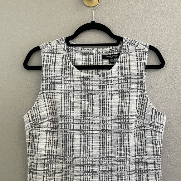 Soft Tweed Sheath Dress White Gray Melange - Picture 2 of 7